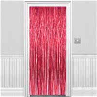 Happyland Kırmızı Parlak Püsküllü Arka Fon Kapı Perdesi