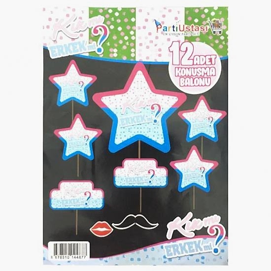 Happyland 12 Li&nbsp;Kız Mı Erkek Mi Konuşma Balonu Cinsiyet Konsept Konuşma Balonu