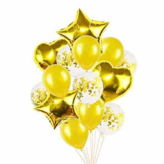 Konfetili Gold Balon Seti - 15 Parça