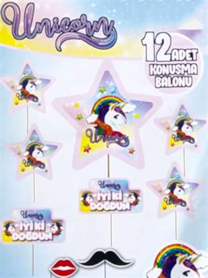 HappyLand Unicorn Konuşma Balonu 12’li