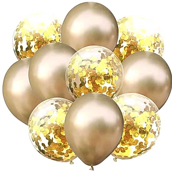 Krom Gold Konfetili Balon 10 Adet