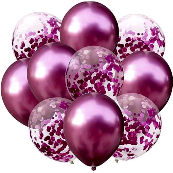 Krom Pembe Konfetili Balon 10 Adet