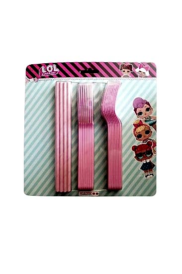Happyland Lisanslı Lol Bebek Plastik Çatal.Bıçak Ve Pipet Seti