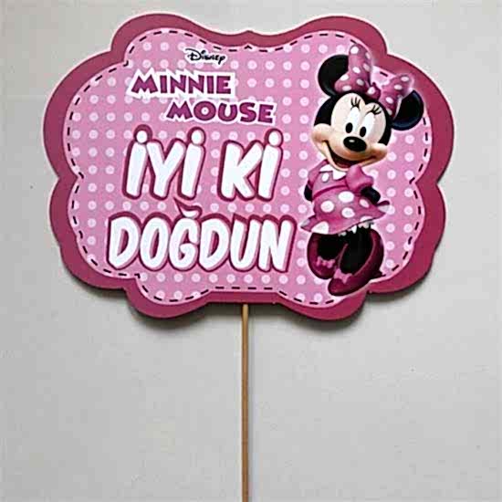 Minnie Mouse Doğum Günü Temalı Çubuklu Konuşma Balonu