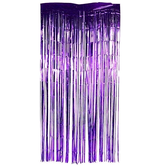 Mor Işıltılı Püsküllü Arka Fon Perdesi 90*200