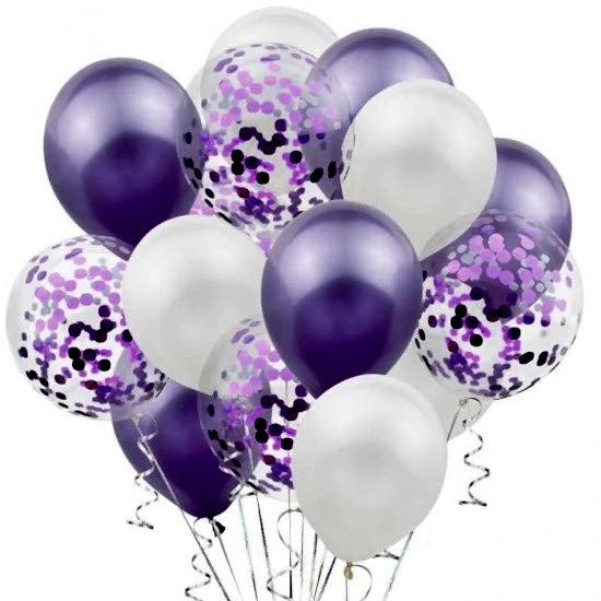 Mor Konfetili Balon 10 Adet