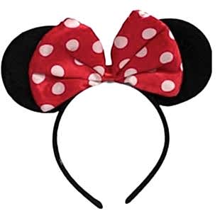 Minnie Mouse Siyah Taç Kırmızı Beyaz Puantiyeli Fiyonklu