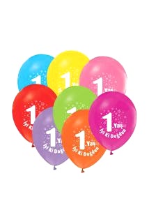 1 Yaş İyi ki Doğdun Baskılı Renkli Balon
