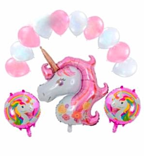 Happyland Pembe Beyaz Unicorn Balon Seti