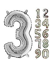 Rakam Folyo Uçan Balon 100 cm Gümüş 3