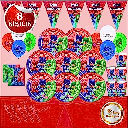 Pj Maske Pijamaske Doğum Günü Parti Seti 8 Kişilik