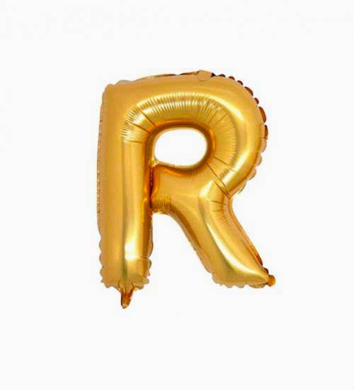 R Harf Altın Folyo Balon 16 inç -