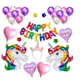 Happy Land Unicorn Balon Seti Doğum Günü Parti Seti