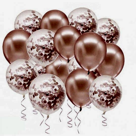 Rose Gold Konfetili Balon Seti - 20 Adet