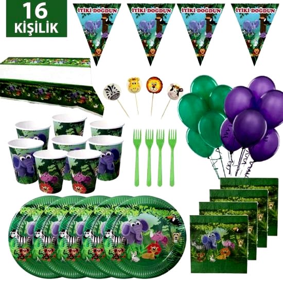 Safari Doğum Günü 16 Kişilik Parti Seti
