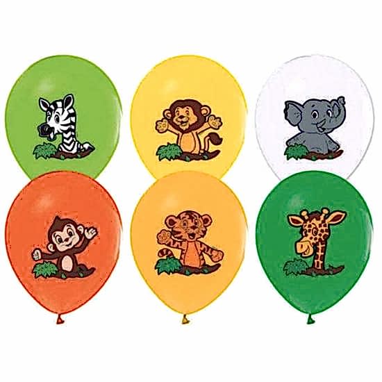 Safari Sevimli Hayvanlar Baskılı Balon - 7 Adet