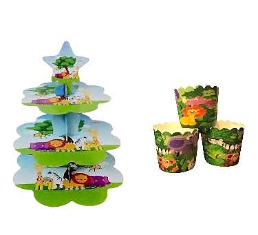 Happyland Safari Karakterli Kek Standı + Kek Kapsülü 2’li Set