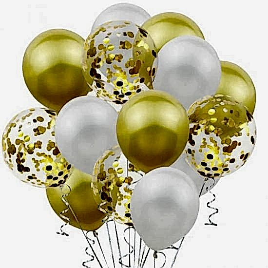 Sarı Beyaz Konfetili Balon 10 Adet