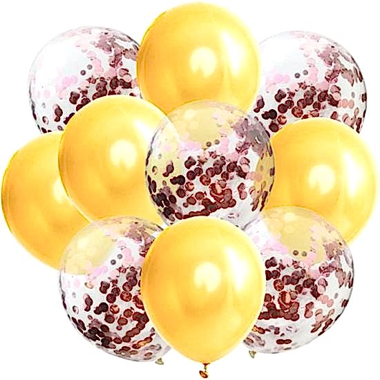 Sarı Rose Konfetili Balon 10 Adet