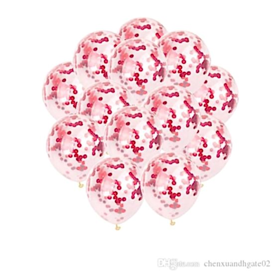 Şeffaf Kırmızı Renkli Konfetili Balon 5 Adet