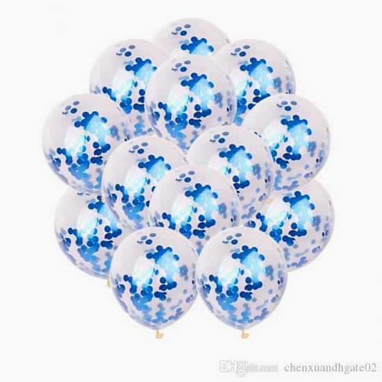 Şeffaf Lacivert Renkli Konfetili Balon 5 Adet