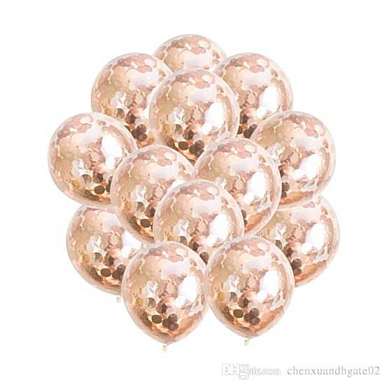 Şeffaf Rose Renkli Konfetili Balon 5 Adet