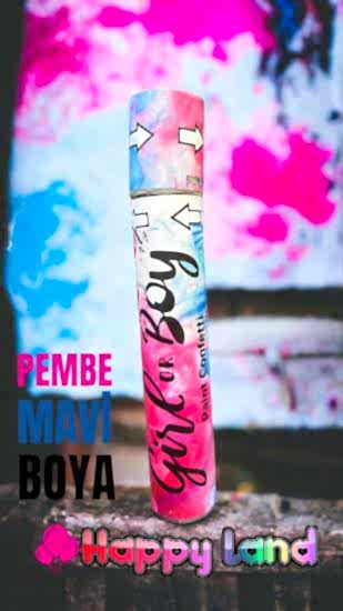 Happyland Girl Or Boy Yazılı Boyalı Konfeti Cinsiyet Konfetisi Paint Konfeti Pembe Cinsiyet Partisi