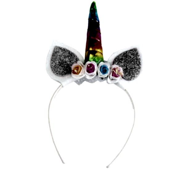 Unicorn Taç Açıklması Çiçeklerle çevrili