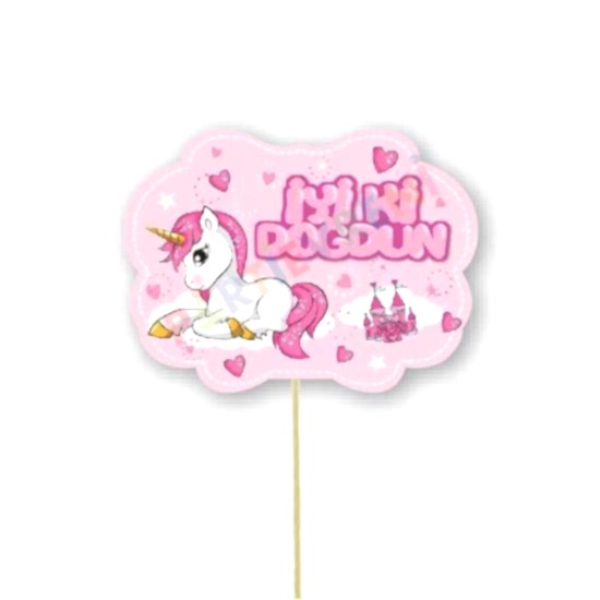 Unicorn Doğum Günü Temalı Çubuklu Konuşma Balonu