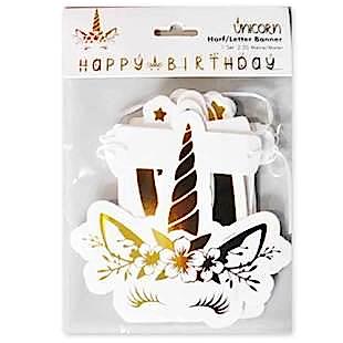 Unicorn Happy Brithday Yazısı Altın Varaklı