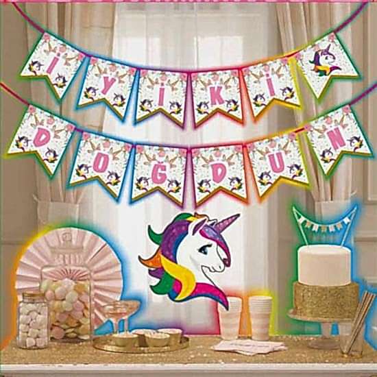 Unicorn Simli İyi ki Doğdun Banner - 220 cm