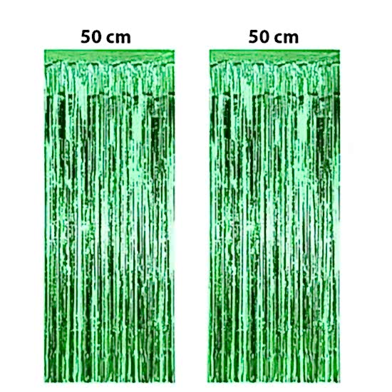 Yeşil Işıltılı Püsküllü Arka Fon Perdesi - 100 x 230 cm