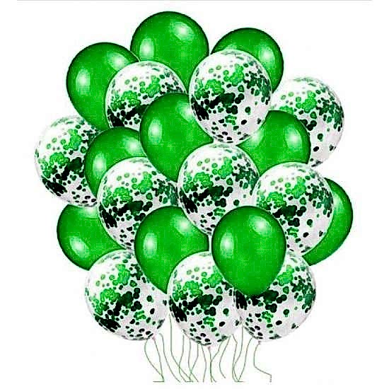 Yeşil Konfetili Balon Set 20 Adet