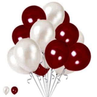 15 Kırmızı 15 Beyaz Konsept Balonlar Metalik Parlak 30-35 Cm