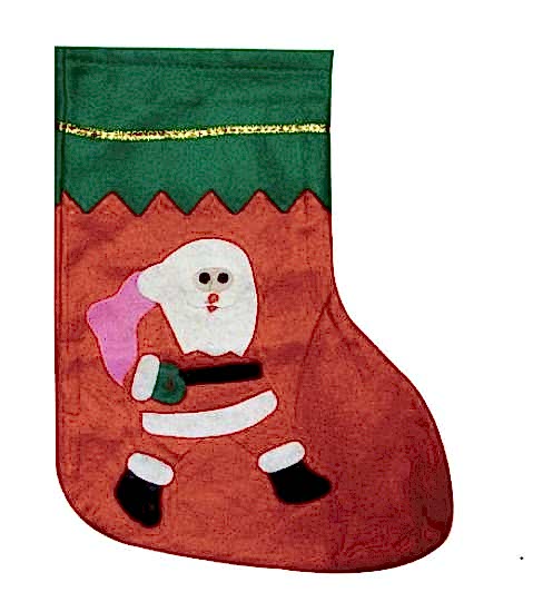 YILBAŞI ALTIN ŞERİTLİ KEÇE ÇORAP 33 CM NOEL BABA