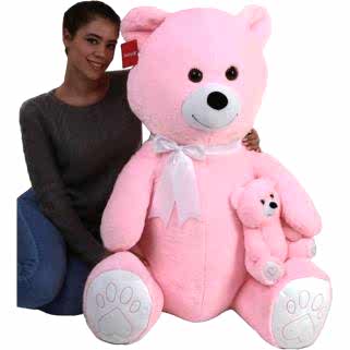 Selay Yavrulu Ayı 100 cm Pembe