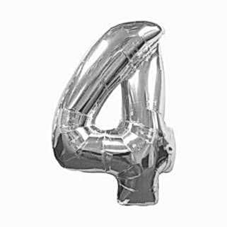 Rakam Folyo Balon 4 Rakamı Büyük Boy Balon Gümüş/Gri 100CM