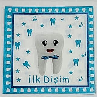 20li İlk Dişim Yazılı Diş Buğdayı Partisi Peçetesi Mavi