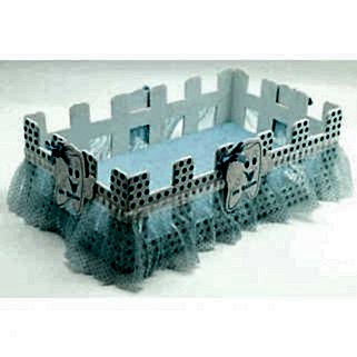 İlk Dişim Mavi Puantiyeli Erkek Bebek Şekeri Çit Sunum Sepeti